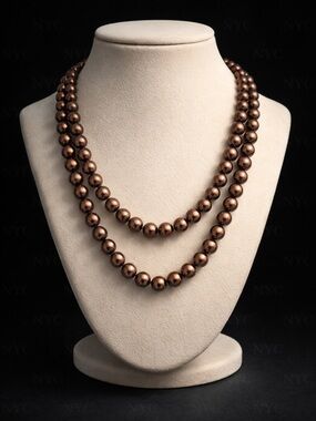 Classic Copper Pearl Bead Necklace - Double Strand